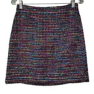 LOFT Womens Multicolor Tweed Business Casual Work Office Mini Skirt Size 0